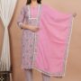 Ethnic Dress Floral Print Kurta, Trouser Dusty pink color set