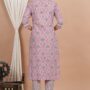 Ethnic Dress Floral Print Kurta, Trouser Dusty pink color set