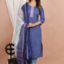 Ethnic Dress Floral Print Kurta, Trouser Dusky blue color set