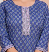 Ethnic Dress Floral Print Kurta, Trouser Dusky blue color set