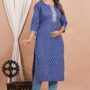 Ethnic Dress Floral Print Kurta, Trouser Dusky blue color set