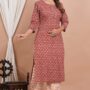 Ethnic Dress Floral Print Kurta, Trouser Valentine Red color set