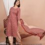 Ethnic Dress Floral Print Kurta, Trouser Valentine Red color set