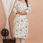 Ethnic Dress Floral Print Kurta, Trouser White rock color set