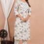 Ethnic Dress Floral Print Kurta, Trouser White rock color set