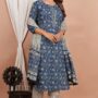 Ethnic Dress Floral Print Kurta, Trouser Dark Gray Blue color set