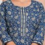 Ethnic Dress Floral Print Kurta, Trouser Dark Gray Blue color set