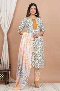 Ethnic Dress Floral Print Kurta, Trouser Multi color